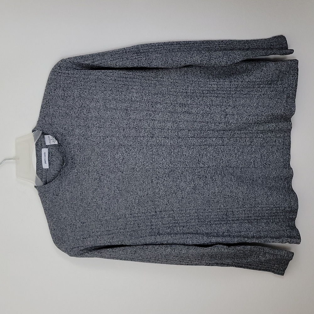 Pierre Cardin Black & Gray Variegated Stretchy Knit Pullover S